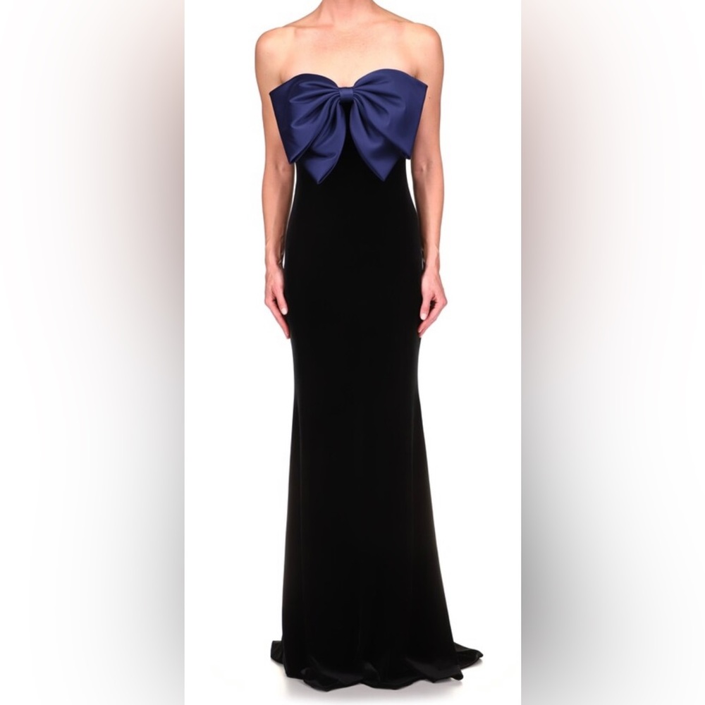 Strapless Velvet Bow Gown
